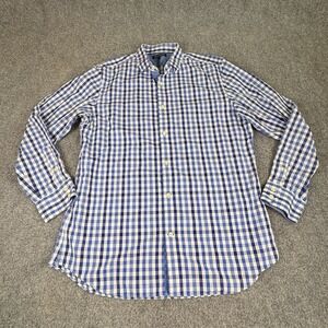 Banana Republic Shirt Mens X-Large Blue Button Down Check Non Iron Slim Fit Work